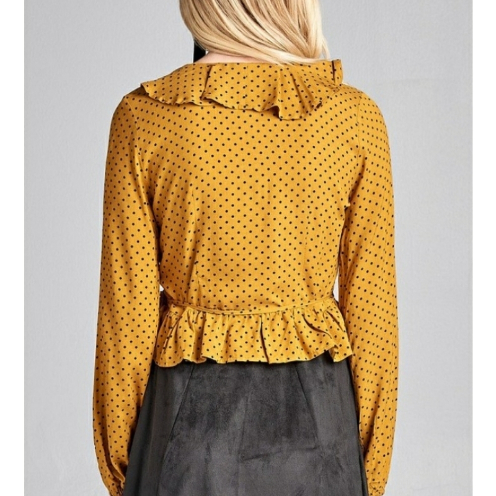 Ruffled Wrap Polka Dot Top - Picture 4 of 5